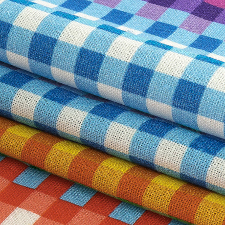 Linen and Rayon Woven - Rainbow Checkers - Picnic Patisserie Print - Mood Exclusive Sugar Collection