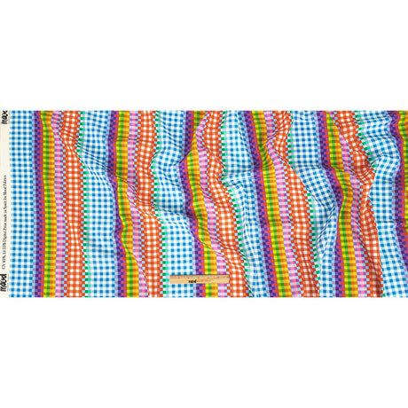 Linen and Rayon Woven - Rainbow Checkers - Picnic Patisserie Print - Mood Exclusive Sugar Collection