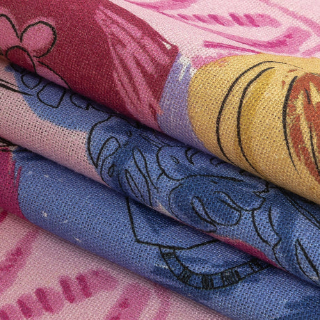 Linen and Rayon Woven - Rainbow Self Care Illustrations - Eating Bon Bons Print - Mood Exclusive Sugar Collection