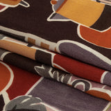 Rayon Challis - Purple and Orange Plants and Furniture - Peaceful Waking Print - Mood Exclusive Wisteria Collection