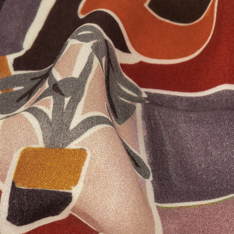 Rayon Challis - Purple and Orange Plants and Furniture - Peaceful Waking Print - Mood Exclusive Wisteria Collection