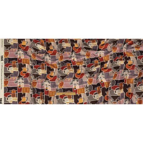 Rayon Challis - Purple and Orange Plants and Furniture - Peaceful Waking Print - Mood Exclusive Wisteria Collection