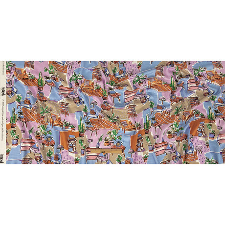 Rayon Challis - Multicolor Indoor Spaces - Where You're Planted Print - Mood Exclusive Wisteria Collection