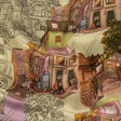 Rayon Challis - Multicolor Streetscapes and Trees - Growing Roots Print - Mood Exclusive Wisteria Collection