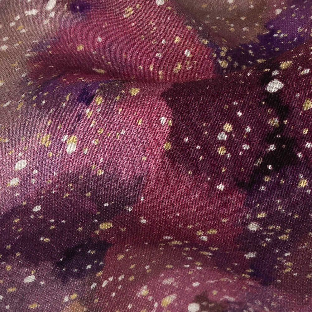 Rayon Challis - Pink, Purple and White Abstract - Hope Spotted Print - Mood Exclusive Wisteria Collection