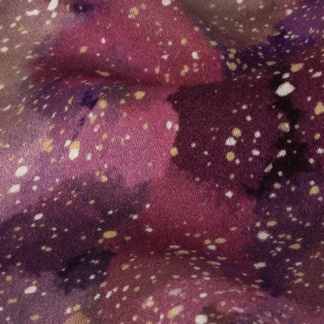 Rayon Challis - Pink, Purple and White Abstract - Hope Spotted Print - Mood Exclusive Wisteria Collection