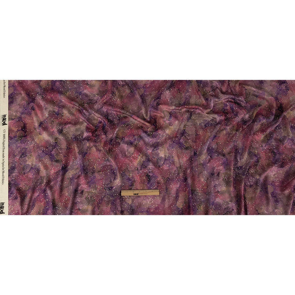 Rayon Challis - Pink, Purple and White Abstract - Hope Spotted Print - Mood Exclusive Wisteria Collection