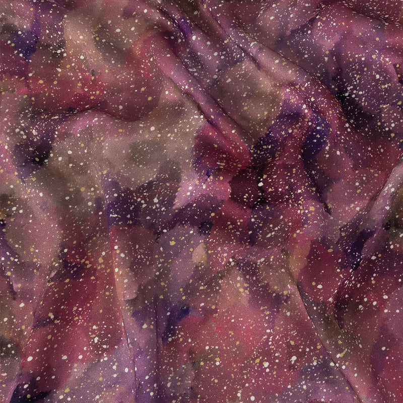 Rayon Challis - Pink, Purple and White Abstract - Hope Spotted Print - Mood Exclusive Wisteria Collection