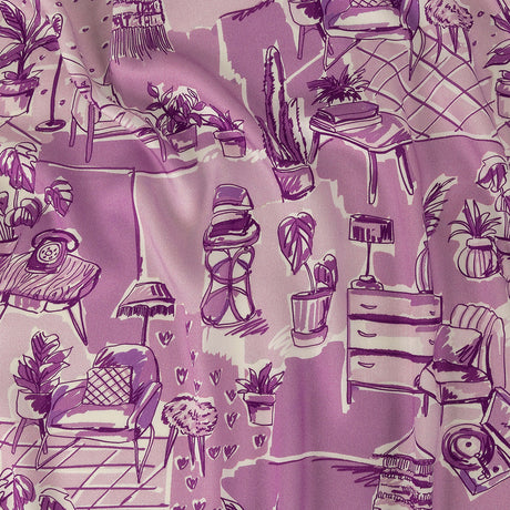 Rayon Challis - Lilac Indoor Spaces - Where You're Planted Print - Mood Exclusive Wisteria Collection