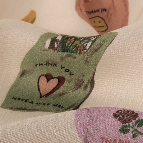 Rayon Challis - Purple, Yellow and Green Shopping Bags - Come Again Soon Print - Mood Exclusive Wisteria Collection
