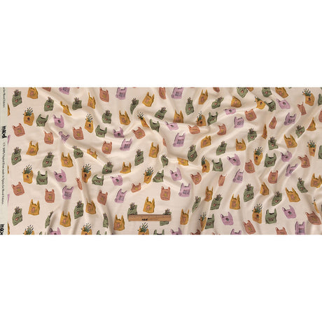 Rayon Challis - Purple, Yellow and Green Shopping Bags - Come Again Soon Print - Mood Exclusive Wisteria Collection