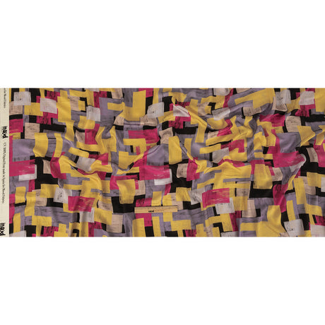 Rayon Challis - Purple, Pink and Yellow Painterly Geometric - Theory of Abstraction Print - Mood Exclusive Wisteria Collection