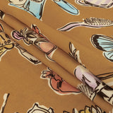 Rayon Challis - Golden Faces and Objects - Everyday Goddess Print - Mood Exclusive Wisteria Collection