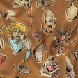 Rayon Challis - Golden Faces and Objects - Everyday Goddess Print - Mood Exclusive Wisteria Collection