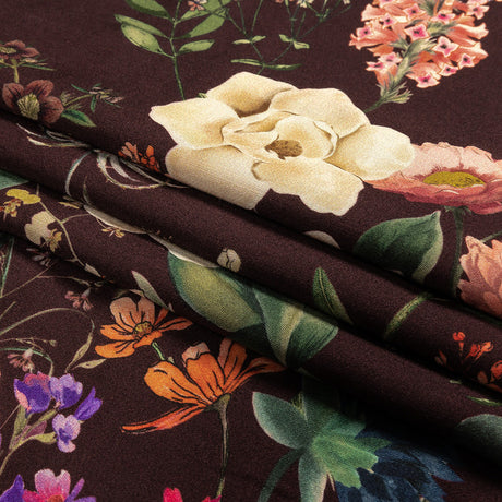 Rayon Challis - Deep Purple Floral - Baroque Bouquet Print - Mood Exclusive Wisteria Collection