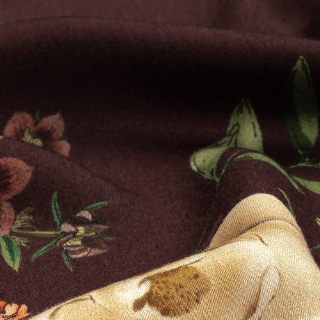 Rayon Challis - Deep Purple Floral - Baroque Bouquet Print - Mood Exclusive Wisteria Collection
