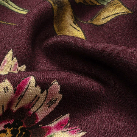 Rayon Challis - Dark Purple Floral - Wild Fantasia Print - Mood Exclusive Wisteria Collection