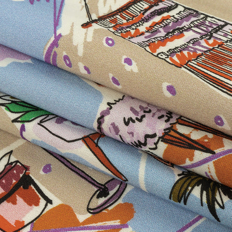 Stretch Cotton Sateen - Multicolor Indoor Spaces - Where You're Planted Print - Mood Exclusive Wisteria Collection