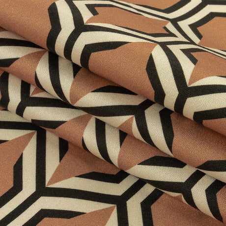 Stretch Cotton Sateen - Warm Tan Honeycomb Geometric - Sweet as Honey Print - Mood Exclusive Wisteria Collection