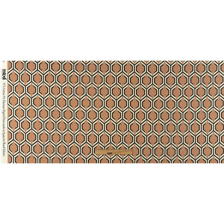 Stretch Cotton Sateen - Warm Tan Honeycomb Geometric - Sweet as Honey Print - Mood Exclusive Wisteria Collection