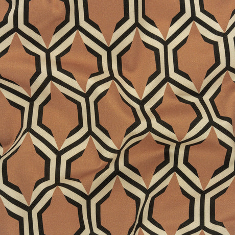 Stretch Cotton Sateen - Warm Tan Honeycomb Geometric - Sweet as Honey Print - Mood Exclusive Wisteria Collection