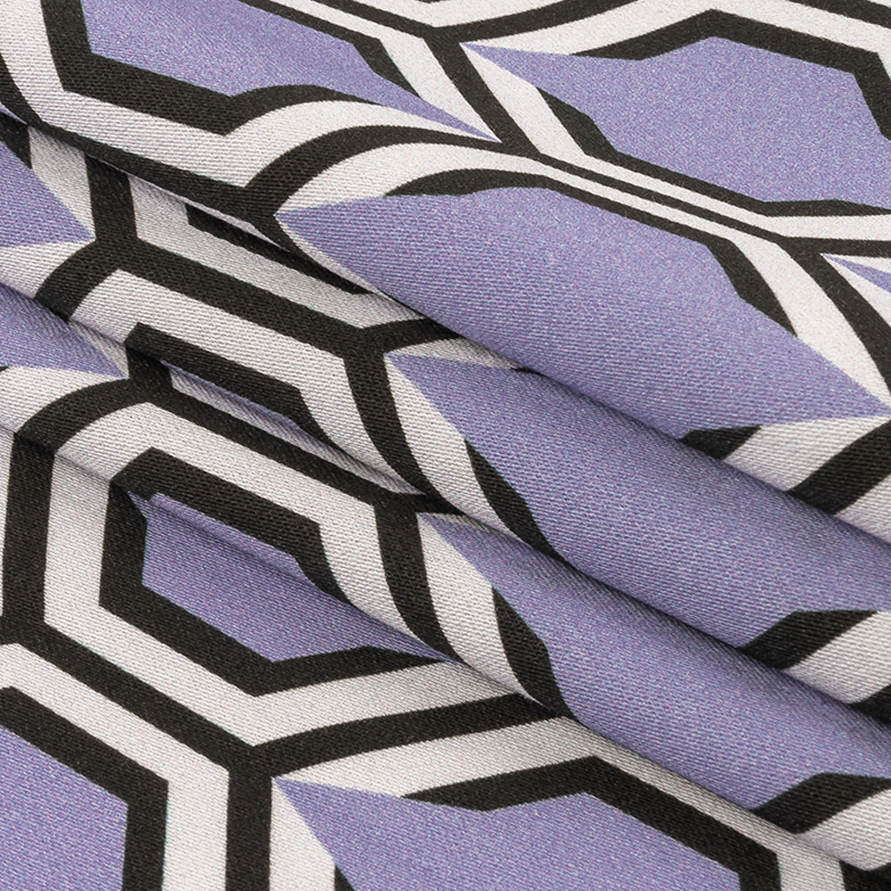 Stretch Cotton Sateen - Lavender Honeycomb Geometric - Sweet as Honey Print - Mood Exclusive Wisteria Collection