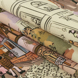 Stretch Cotton Sateen - Multicolor Streetscapes and Trees - Growing Roots Print - Mood Exclusive Wisteria Collection