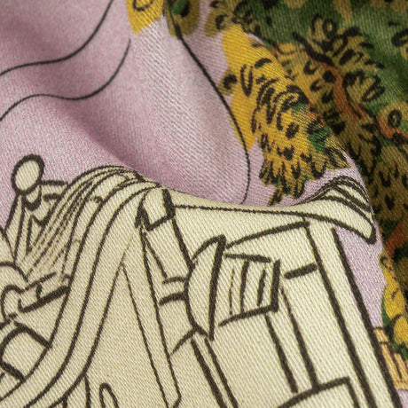 Stretch Cotton Sateen - Multicolor Streetscapes and Trees - Growing Roots Print - Mood Exclusive Wisteria Collection