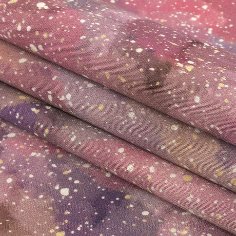Stretch Cotton Sateen - Pink, Purple and White Abstract - Hope Spotted Print - Mood Exclusive Wisteria Collection