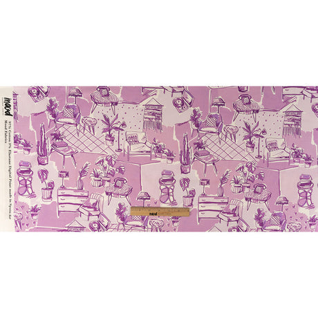 Stretch Cotton Sateen - Lilac Indoor Spaces - Where You're Planted Print - Mood Exclusive Wisteria Collection
