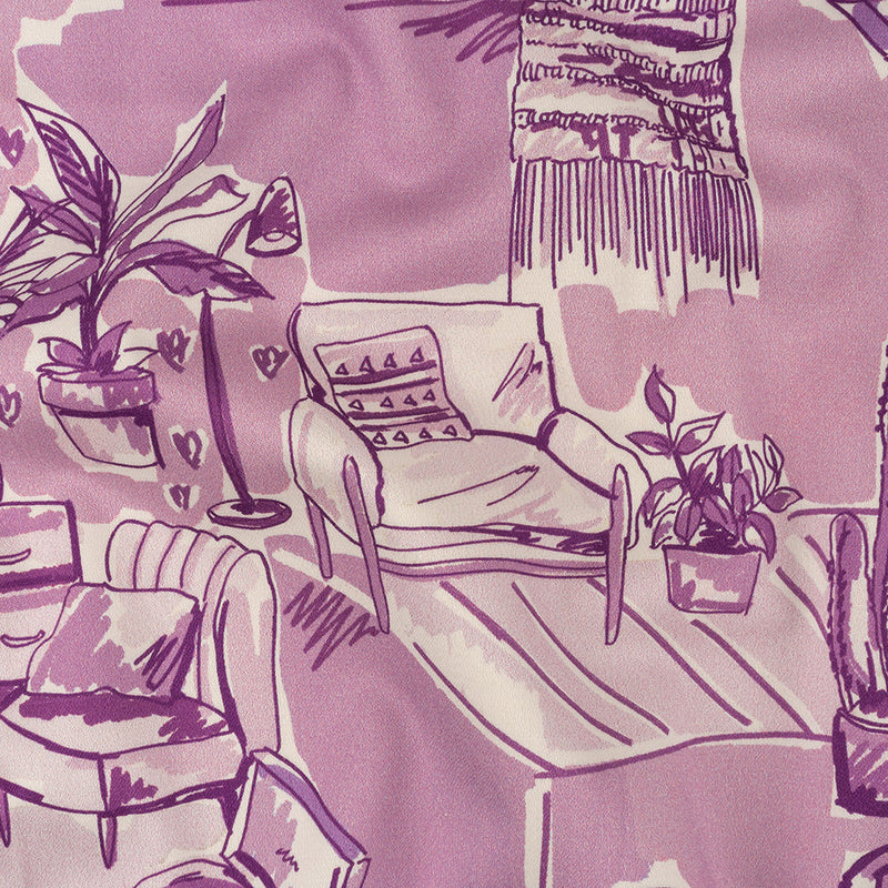 Stretch Cotton Sateen - Lilac Indoor Spaces - Where You're Planted Print - Mood Exclusive Wisteria Collection
