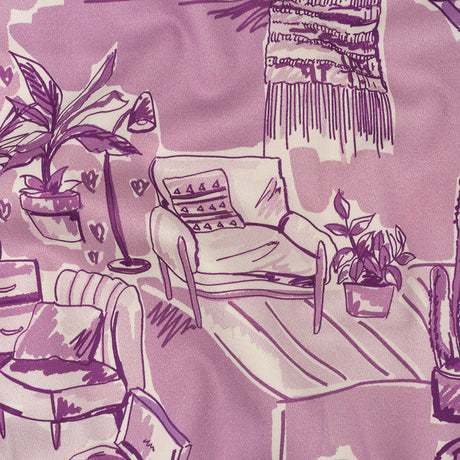 Stretch Cotton Sateen - Lilac Indoor Spaces - Where You're Planted Print - Mood Exclusive Wisteria Collection