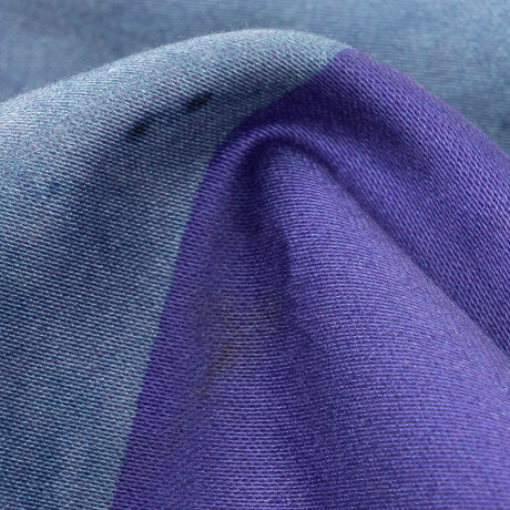 Stretch Cotton Sateen Panel - Purple and Brown Painterly Geometric - Around the Block Print - Mood Exclusive Wisteria Collection
