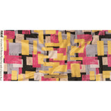 Stretch Cotton Sateen - Purple, Pink and Yellow Painterly Geometric - Theory of Abstraction Print - Mood Exclusive Wisteria Collection