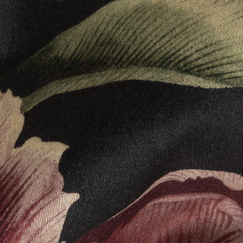 Stretch Cotton Sateen - Black and Plum Floral - Vision of Romance Print - Mood Exclusive Wisteria Collection