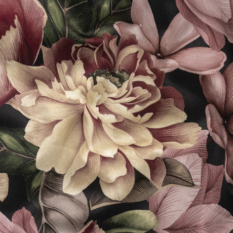 Stretch Cotton Sateen - Black and Plum Floral - Vision of Romance Print - Mood Exclusive Wisteria Collection