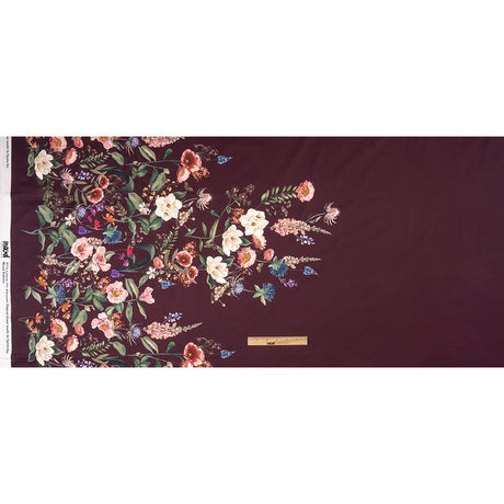 Stretch Cotton Sateen - Deep Purple Floral - Baroque Bouquet Print - Mood Exclusive Wisteria Collection