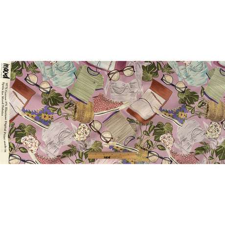 Stretch Cotton Sateen - Lavender Clothes and Plants - Morning Memory Print - Mood Exclusive Wisteria Collection