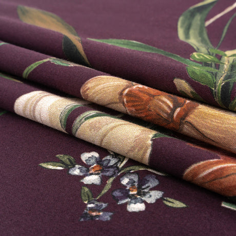 Stretch Cotton Sateen - Dark Purple Floral - Wild Fantasia Print - Mood Exclusive Wisteria Collection