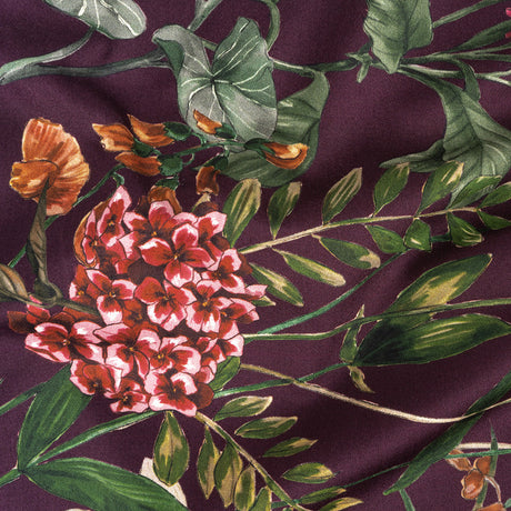 Stretch Cotton Sateen - Dark Purple Floral - Wild Fantasia Print - Mood Exclusive Wisteria Collection