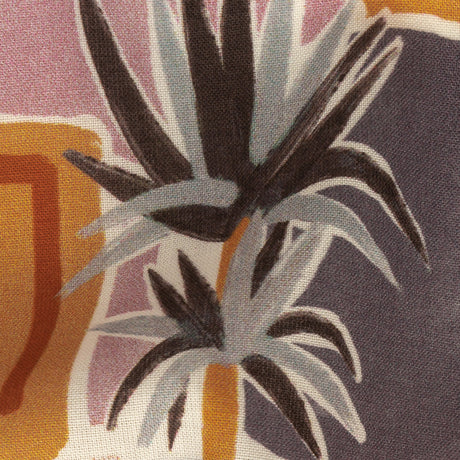 Cotton Voile - Purple and Orange Plants and Furniture - Peaceful Waking Print - Mood Exclusive Wisteria Collection