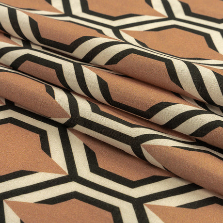 Cotton Voile - Warm Tan Honeycomb Geometric - Sweet as Honey Print - Mood Exclusive Wisteria Collection