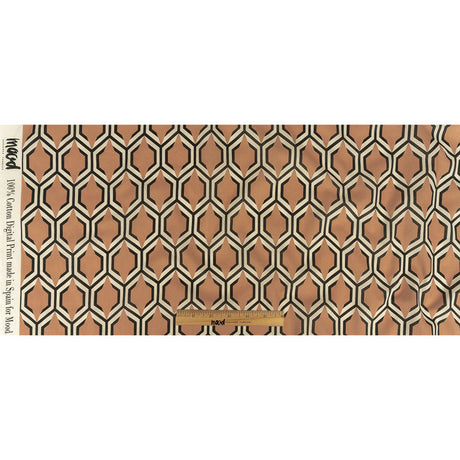 Cotton Voile - Warm Tan Honeycomb Geometric - Sweet as Honey Print - Mood Exclusive Wisteria Collection