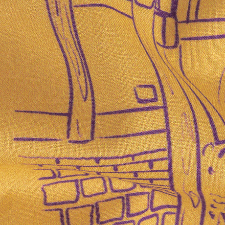 Cotton Voile - Orange and Fair Orchid Streetscapes and Trees - Growing Roots Print - Mood Exclusive Wisteria Collection