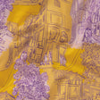 Cotton Voile - Orange and Fair Orchid Streetscapes and Trees - Growing Roots Print - Mood Exclusive Wisteria Collection
