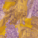 Cotton Voile - Orange and Fair Orchid Streetscapes and Trees - Growing Roots Print - Mood Exclusive Wisteria Collection