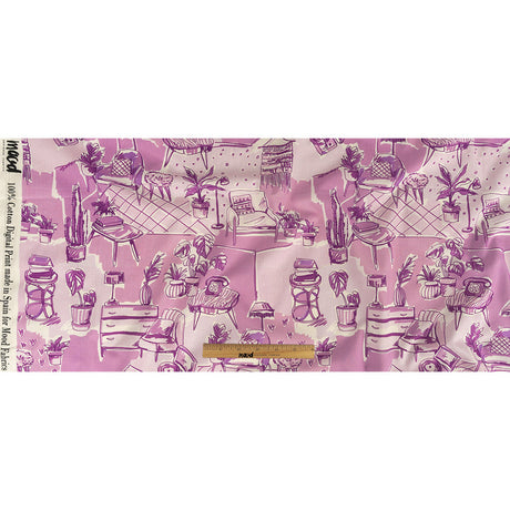 Cotton Voile - Lilac Indoor Spaces - Where You're Planted Print - Mood Exclusive Wisteria Collection