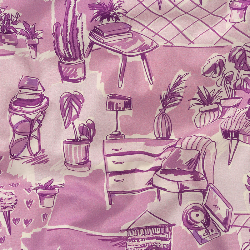 Cotton Voile - Lilac Indoor Spaces - Where You're Planted Print - Mood Exclusive Wisteria Collection