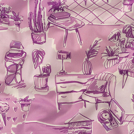 Cotton Voile - Lilac Indoor Spaces - Where You're Planted Print - Mood Exclusive Wisteria Collection