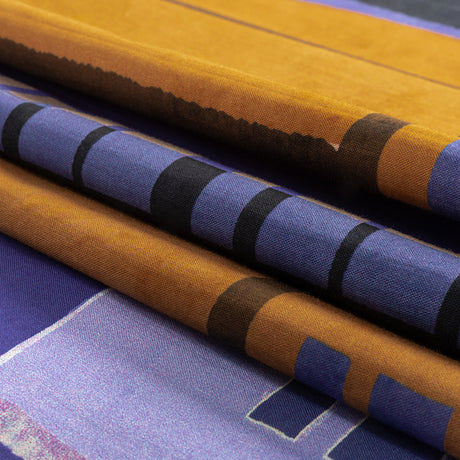 Cotton Voile Panel - Purple and Brown Painterly Geometric - Around the Block Print - Mood Exclusive Wisteria Collection